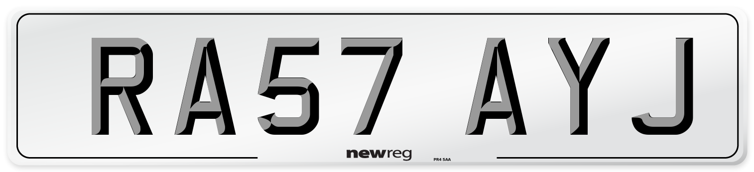 RA57 AYJ Number Plate from New Reg